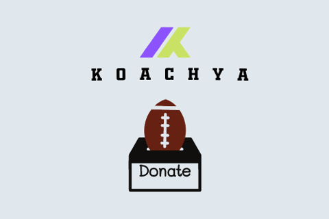 a football ball going through a donation box