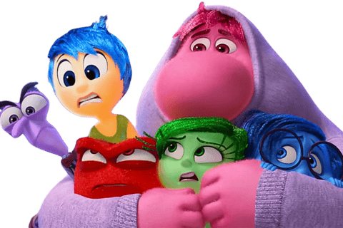 Personagens que representam emoções em cena do filme Divertida Mente 2