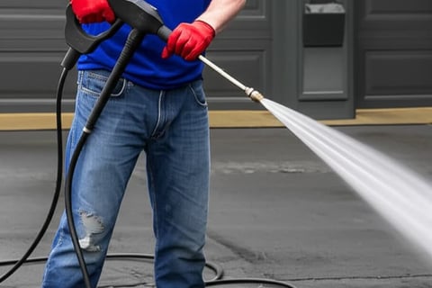 Pressure washing storefront for a local business in Salt Lake City