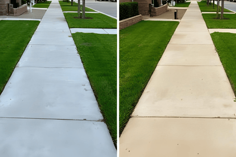 Before and after pressure washing drive in Draper, UT by PEAKWASH