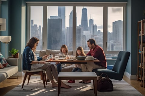 a family sitting around a table