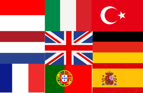 Flags of languages spoken at Gili Scuba Diving Centre