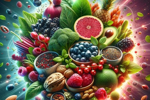 Lejra a colorful fruit and veggie bowl with superfruits and nuts