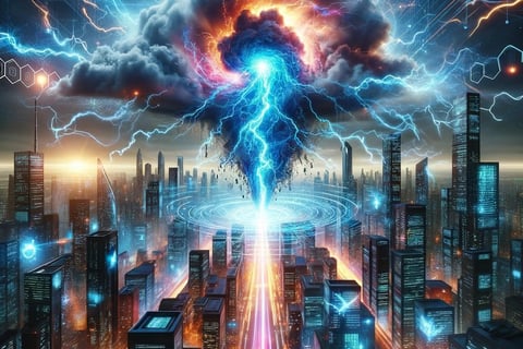 a cityscape of a city with lightning bolt bolt bolt bolt bolt bolt bolt