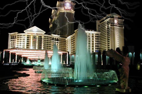 Caesars Palace Las Vegas with fake lightning