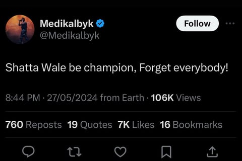 Medikal in a post via X.