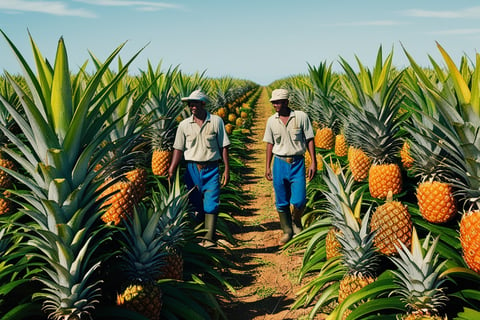 Champ d'ananas biologiques a N'Zerekore par l'entreprise NIMBA AGRO BUSINESS.