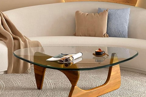 glass table top coffee table with wood
