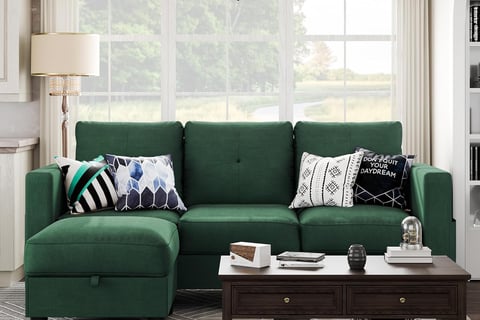 green small room sectional sofa