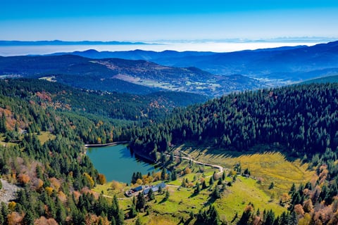 Vosges mountain lake from above