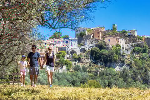 Walking and hiking on French Riviera above Nice near traditional villages
