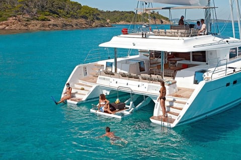 Boat swimming creek French Riviera