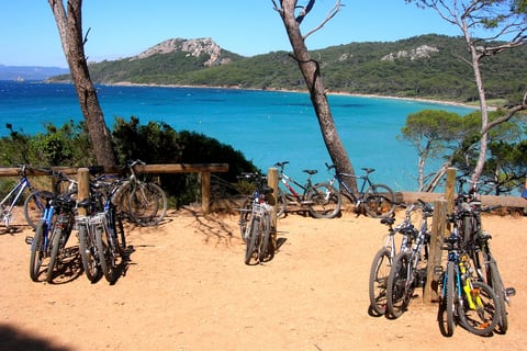 Biking gravel on beautiful porquerolles islands