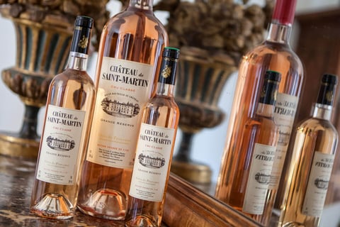 Rosé wine from Provence bottles