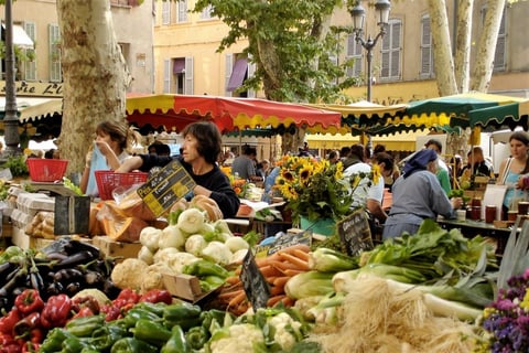 Provence traditional food market in village