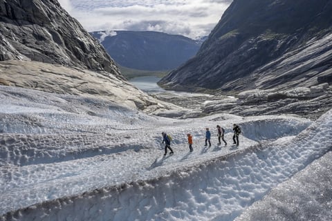 Hike on glacier on Nigardsbreen