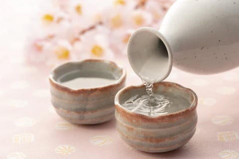 Japanese sake in cups