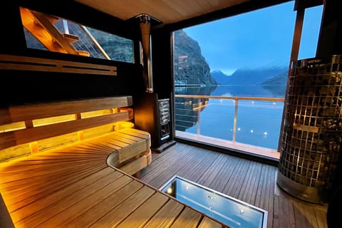 sauna with view on the fjord