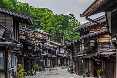 Traditional japanese village with wooden houses Naraijuku