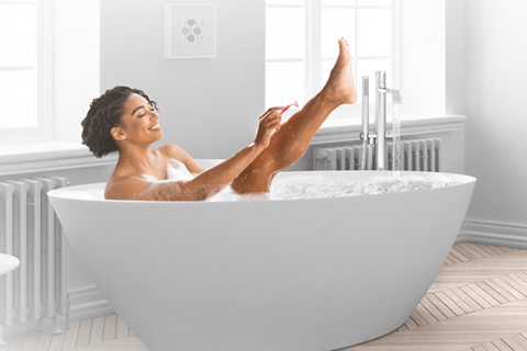 Women enjoying endless supply of hot water.