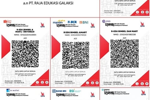 Pilihan pembayaran R-EDU Bimbel dan Mart