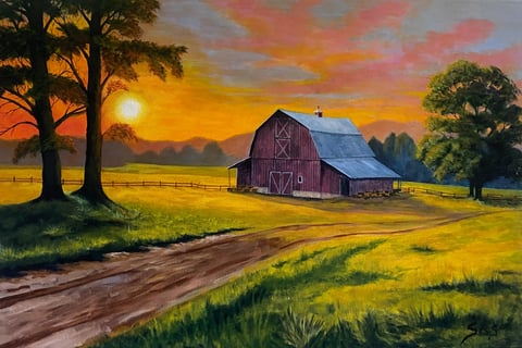 Autumn Sunrise   36"x24"  Paint on Canvas