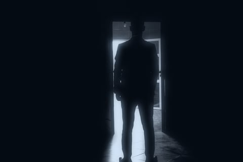 man ready to enter a new door  Executive ready for more  