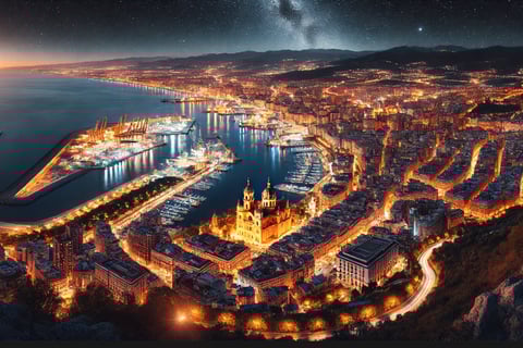 Panoramablick vom Gibralfaro – Málaga im Lichtermeer