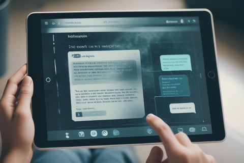 a person holding a tablet with a tablet screen