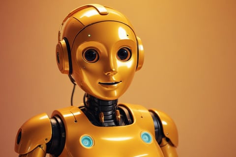 a robot - like robot with a yellow headphones
