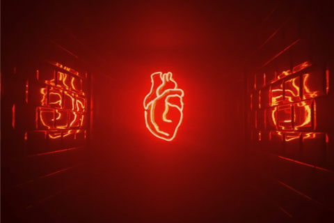 Heart shaped light reflecting off walls, an image of healthy love