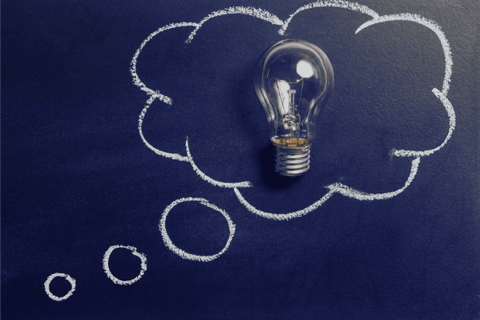 A lightbulb inside a thought bubble to show thinking about thoughts