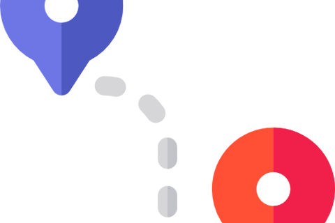 Map with red and blue location pins representing influencer reach, audience targeting, and regional