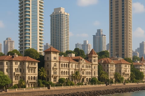 a large building with a boat in the water