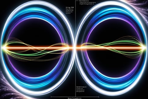 Wormhole diagram with colorful luminous lines forming symmetrical structure.