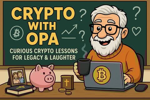 Old man in his study, sipping tea, researching Bitcoin, and praying too.