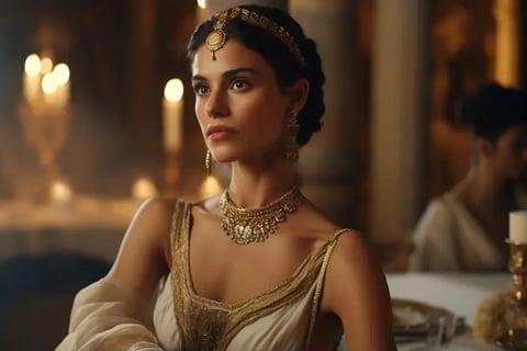 A Woman Adorned in Golden Jewellery