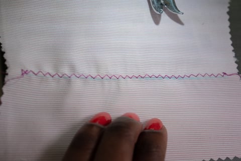 Zig zag stitch on pink fabric