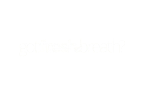 Logo de la marca GotFreshBreath?® en letras blancas con fondo transparente