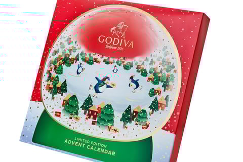 advent calendar with Godiva chocolate treats