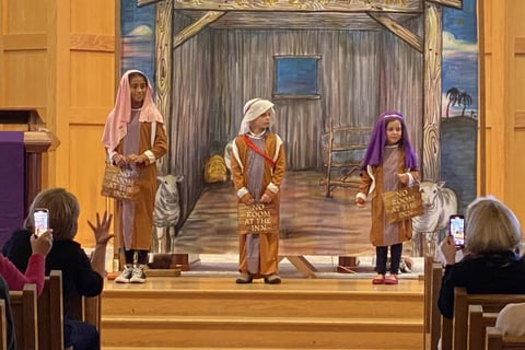 Nativity play, no room at the inn