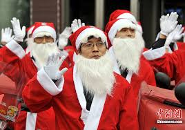 Mailmen in South Korea dressed as Santas