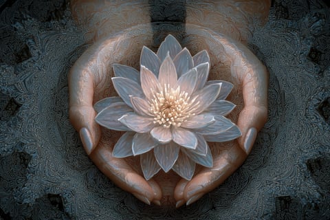 a person holding a flower in their hands