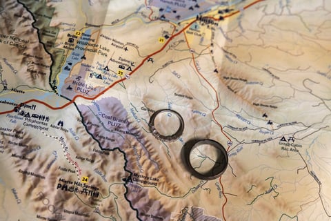 a map of Banff with wedding rings