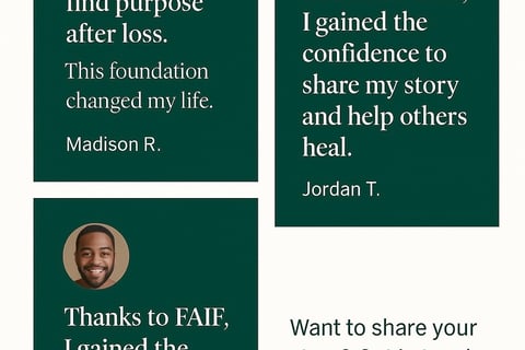 Community member testimonial about healing and purpose through FAIF Foundation