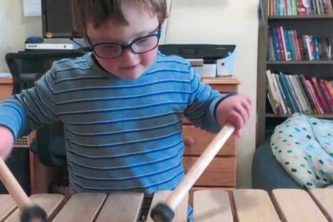 Levi - playing the Levi Marimba!