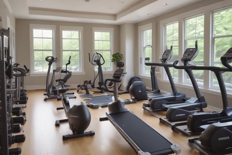 room full of exercise equipment