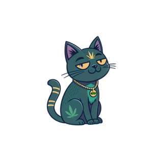 a cat with marijuana marihuana leaf sticker