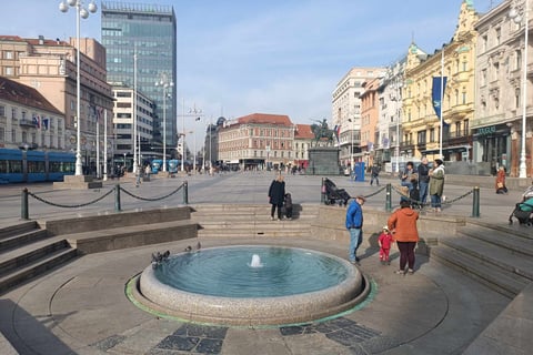 Mandusevac Fountain in the city center in the main square of Zagreb