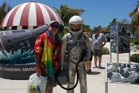 The Pirate next to John Glenn...Another visitor to Grand Turk Island